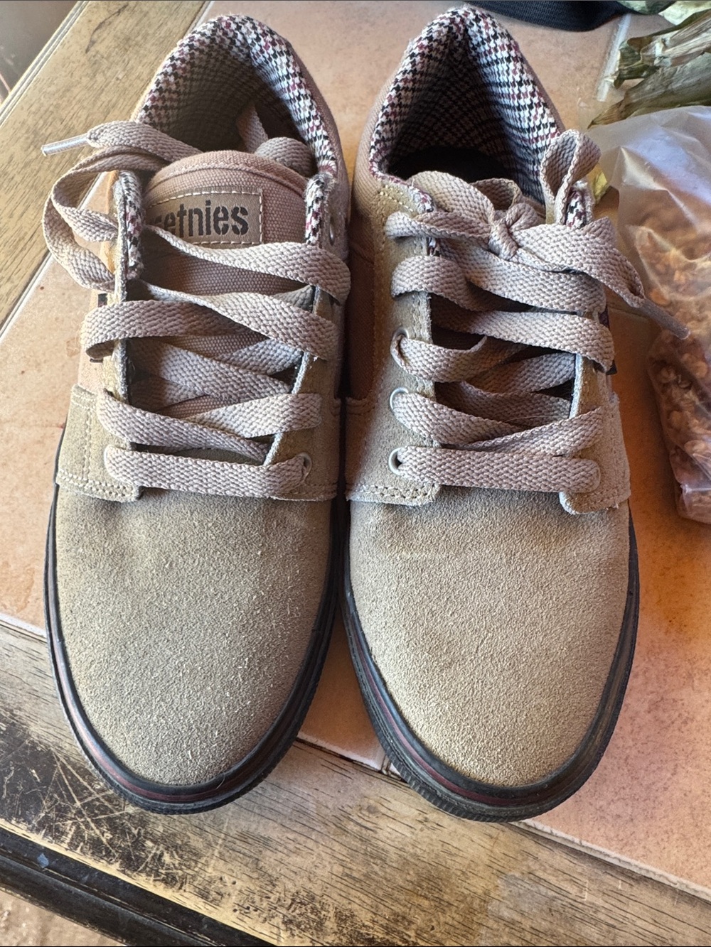 Etnies Kids Tan Suede Skate Shoes